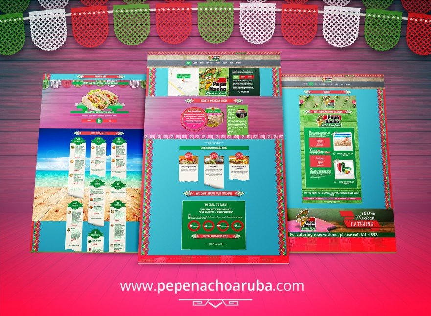 Diseño web de restaurante mexican Pepe Nacho Aruba Mexican Food en Oranjestad, Aruba.