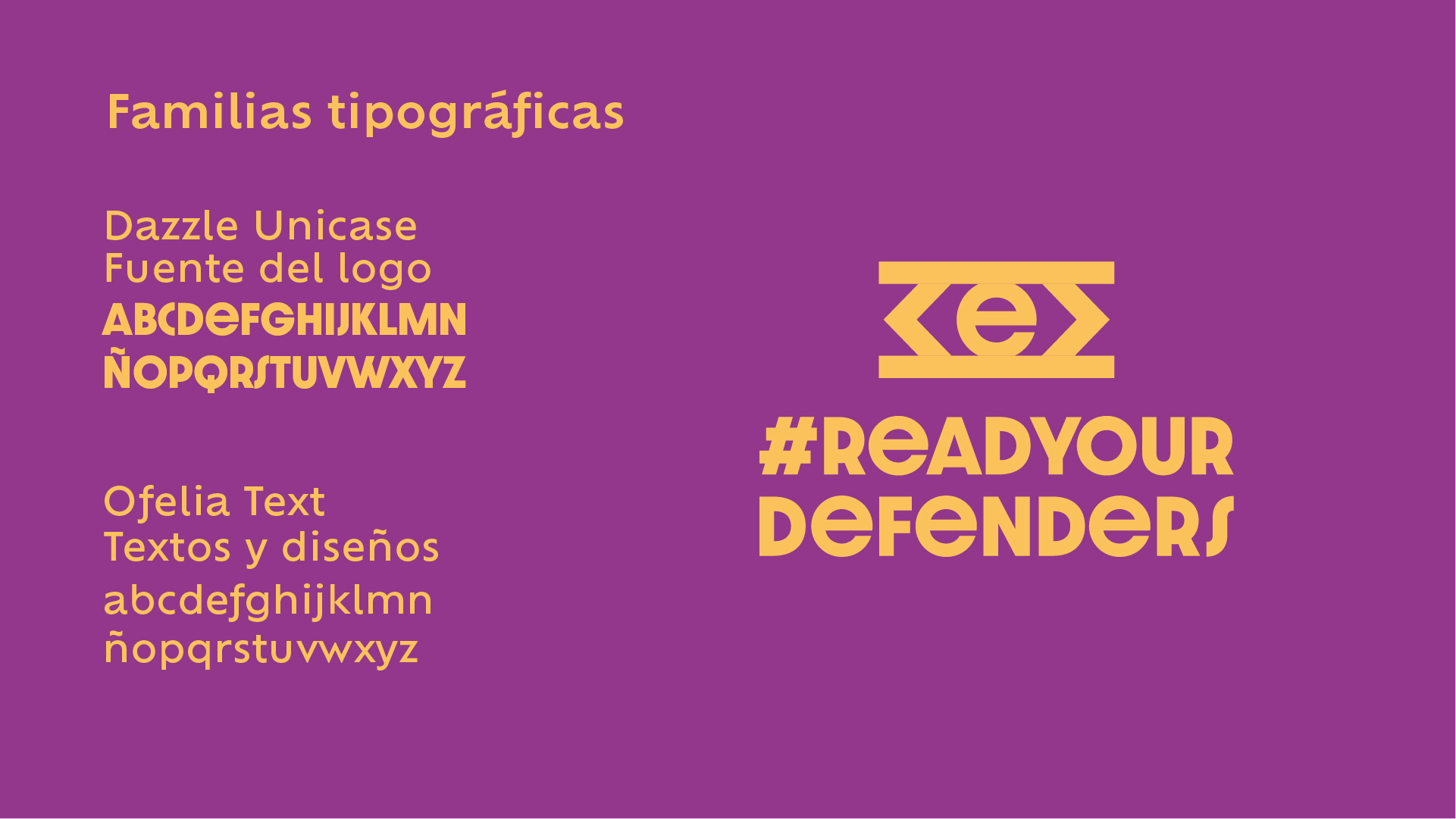 Familias tipográficas para el proyecto de branding de Read Your Defenders